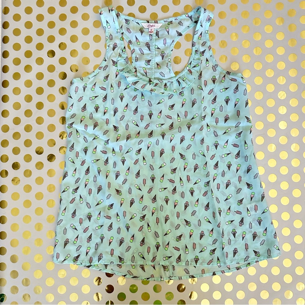 Candie's Mint Green Ice Cream Print Tank